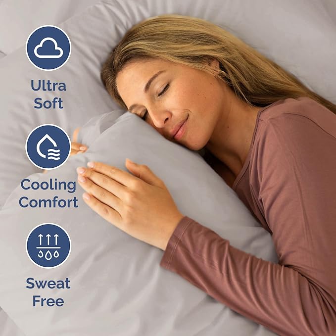 Short Queen Size 4 Piece Sheet Set - RV Short Queen, Ultra-Soft, Breathable & Cooling Bed Sheets Set w/ Deep Pockets - Hotel Luxury Bedding for Women & Men - Wrinkle Free & Fade Resistant - Light Grey
