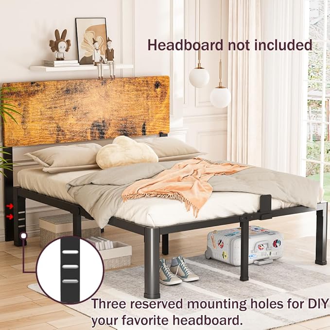 Bilily 14 inch King Bed Frame Metal Platform with Round Corner Legs,3500 LBS Heavy Duty Steel Slats Support,Headboard Compatible,No Box Spring Needed,Easy Assembly,Mattress Retainer,Underbed Storage