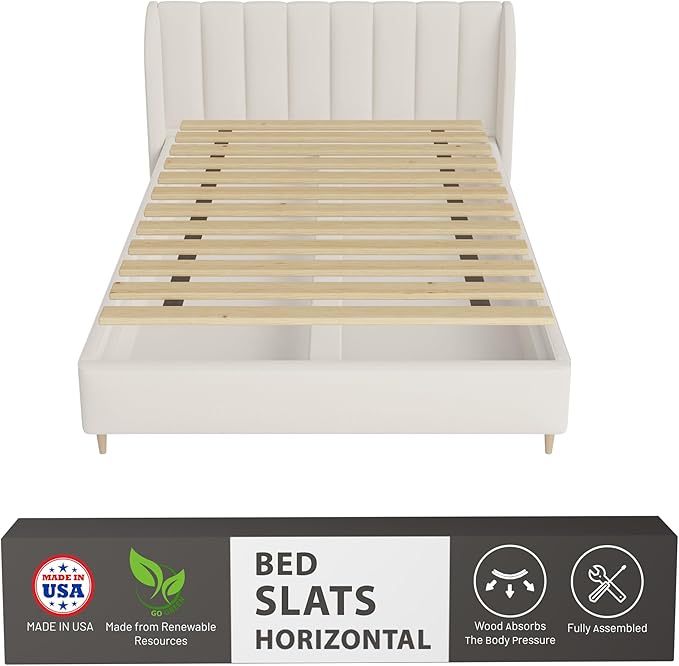 Greaton, 0.68-Inch Horizontal Wooden Bunkie Board/Bed Slats, 78" x 60.5", Beige