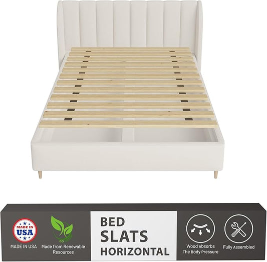 Greaton, 0.68-Inch Horizontal Wooden Bunkie Board/Bed Slats, 72" x 54", Beige