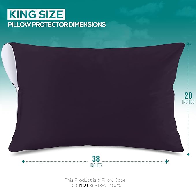 Utopia Bedding Premium 100% Waterproof Pillow Protectors with Zipper King Size (Set of 2), Bed Bug and Dust Mite Proof Zippered Pillow Covers, Pillow Encasement Cases, Purple
