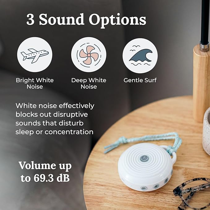 Yogasleep Rohm Portable White Noise Sound Machine + Travel Case in Grey, Sleep Therapy, Crush-Resistant Travel Case, for Adults, Kids & Baby, Noise Blocking & Office Privacy, Registry Gift
