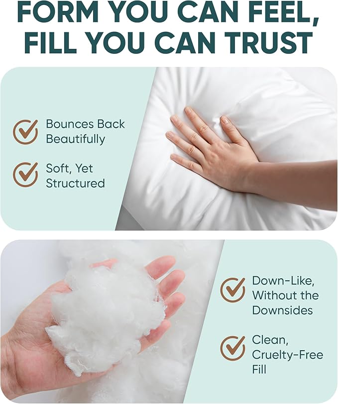 Pillowflex Synthetic Down Pillow Insert - 18x18 Down Alternative, Ultra Soft Throw Pillow, Couch Sham, Bed Sleeping Accent Pillow - 1 Decorative Accent Form