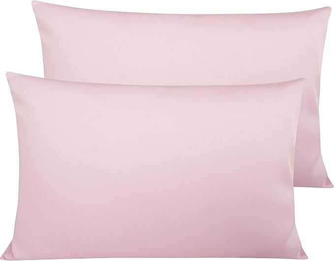 NTBAY Egyptian Cotton Queen Pillowcases - Set of 2, 500 Thread Count Cotton Pillowcases - Soft and Breathable Envelope Closure Pillow Cases - 20x30 Pillow Covers for Bed, Pink