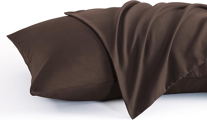 NTBAY Standard Pillow Cases Set of 2, 2 Pack Brushed Microfiber 20x26 Pillow Cases, Soft, Wrinkle, Fade, Stain Resistant Dark Brown Pillow Cases with Envelope Closure, 20x26 Inches, Dark Brown