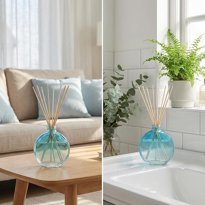 1Pcs 150ml/5oz Gradient Color Empty Glass Diffuser Bottle Aromatherapy Jar Container Fragrance Accessories for DIY Replacement Diffuser (Blue)