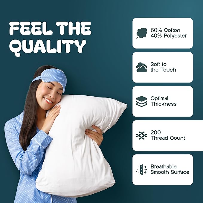 White Classic Pillow Cases Queen Size Set of 6-20 x 30 Ultra-Soft Queen Pillow Protectors with Zipper, 200 Thread Count, Envelope Closure, Pillow Shams