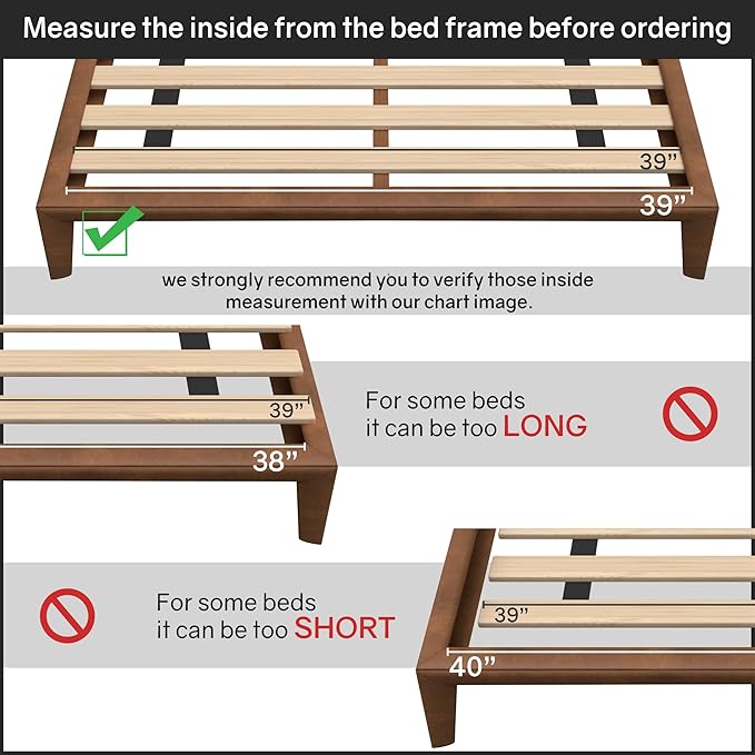 Greaton, 0.68-Inch Heavy Duty Horizontal Wooden Bunkie Board/Bed Slats, 72" x 39", Beige