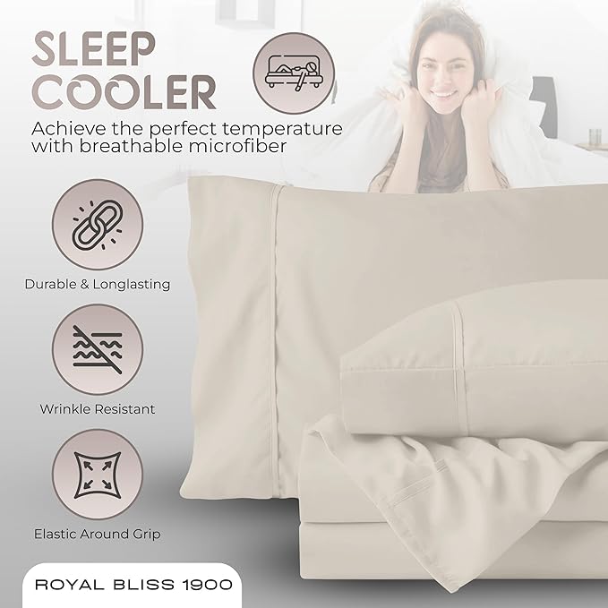 Split California King Sheets Sets - 5 Pcs Set - California King Split Sheet Sets Cal King Split Sheets Sets for Adjustable Bed (Ivory)