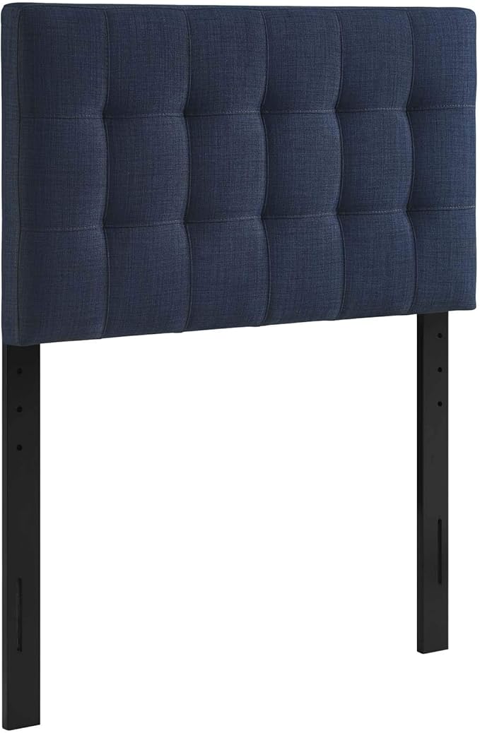 Modway Lily Tufted Linen Fabric Upholstered Twin Headboard in Navy