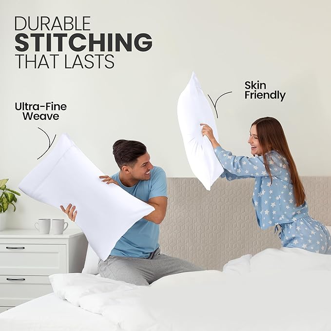 Utopia Bedding Queen Pillow Cases - 2 Pack - Envelope Closure - Soft Brushed Microfiber Fabric - Shrinkage and Fade Resistant Pillow Covers Queen Size 20 X 30 Inches (Queen, White)