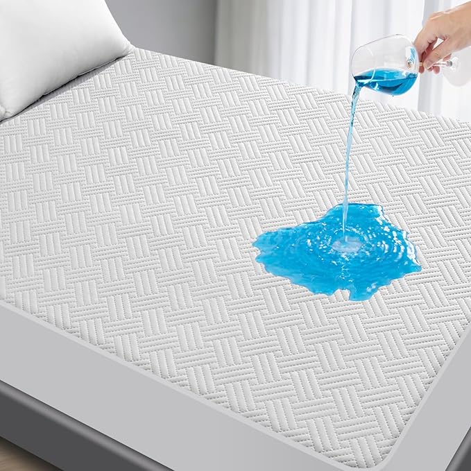 GOPOONY Waterproof Mattress Protector Twin Size - Breathable, Noiseless, Ultra-Soft Bed Cover, Mattress Pad Cover with Deep Stretchable Pockets 8"-21" (White)