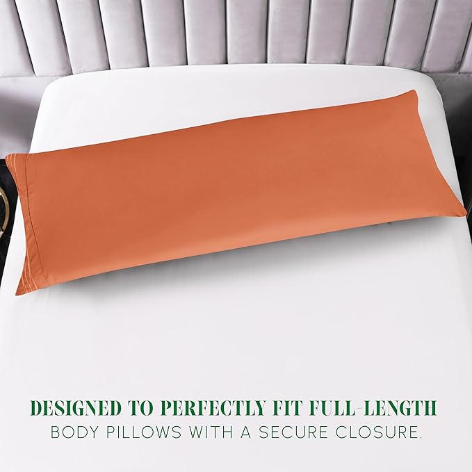 Elegant Comfort Luxury Ultra-Soft 1-Piece Pillowcase Set - 1500 Premium Hotel Quality Microfiber Double Brushed - Wrinkle Resistant, Body Pillowcase Size, Coral