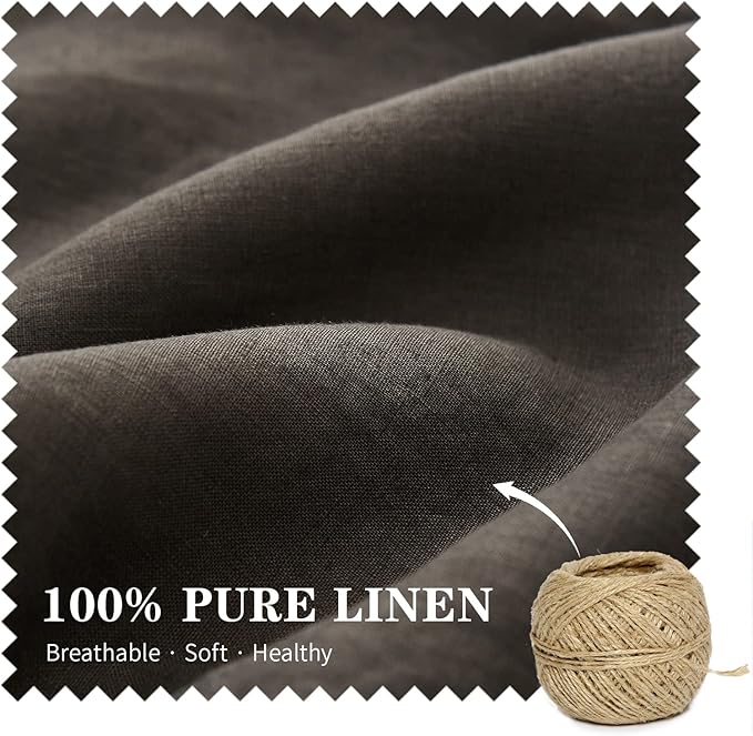 Simple&Opulence 100% Linen Lumbar Pillow Cover 12 x 20 Inches Set of 2 Rectangular Decorative Throw Cushion Cover for Couch Sofa Bed Living Room Office Soft Breathable Farmhouse - Dark Grey