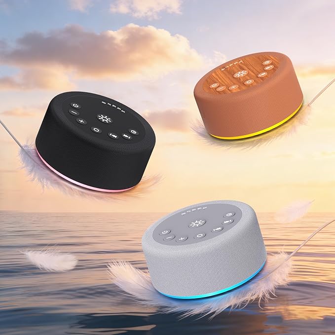 Sleep Sound Machine White Noise Machine with 30 Non Looping Sounds 12 Night light Colors with 5 Timers 36 Adjustable Volume Memory Function Brown Noise Machine for Baby kid Adult & Home Nursery Travel