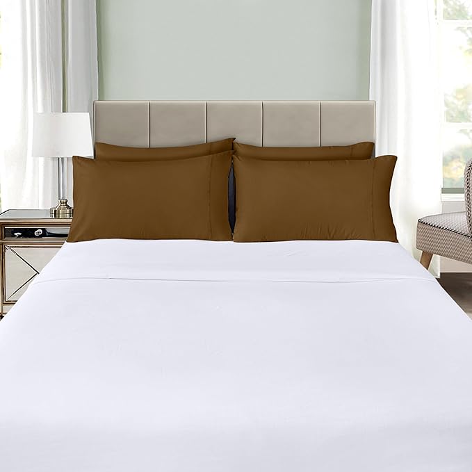 Utopia Bedding Standard Pillow Cases - 4 Pack - Envelope Closure - Soft Brushed Microfiber Fabric - Shrinkage and Fade Resistant Pillow Covers Standard Size 20 X 26 Inches (Standard, Mocha)