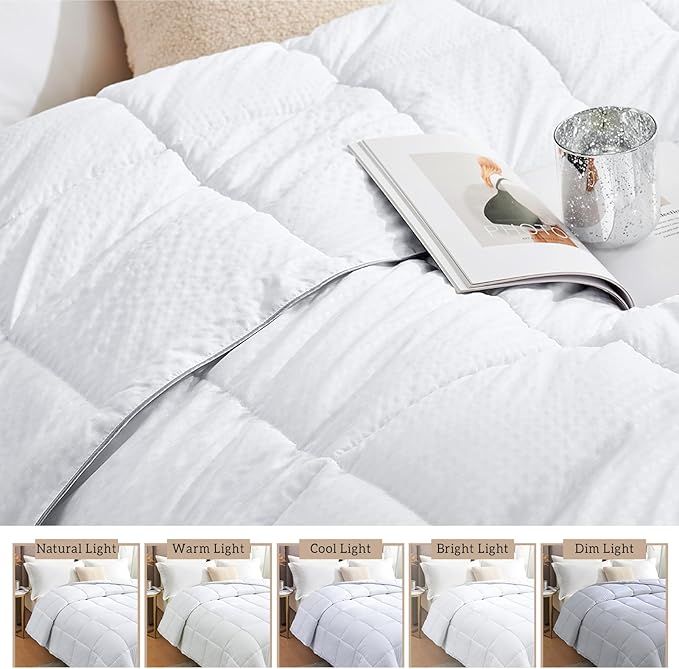 Homelike Moment California King Comforter - White Duvet Insert Down Alternative Bed Comforter, Lightweight Bedding Comforters Cal King Size Quilted Soft All Season White Square Embossed