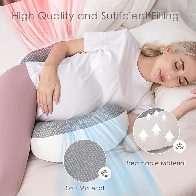 Chilling Home Pregnancy Pillow, Maternity Pillow for Pregnant Women, Pregnancy Pillows for Sleeping Portable, Pregnancy Wedge Pillow, Body Pillow Support for Back, Belly, Waist, Grey