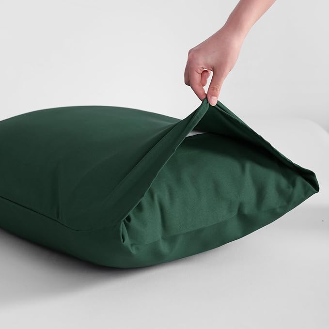 NTBAY King Pillowcase Set - 2 Pack Brushed Microfiber 20x40 Pillowcases - Soft, Wrinkle-Free, Fade-Resistant, Stain-Resistant, Dark Green Pillowcases with Envelope Closure - 20x40 Inches, Dark Green