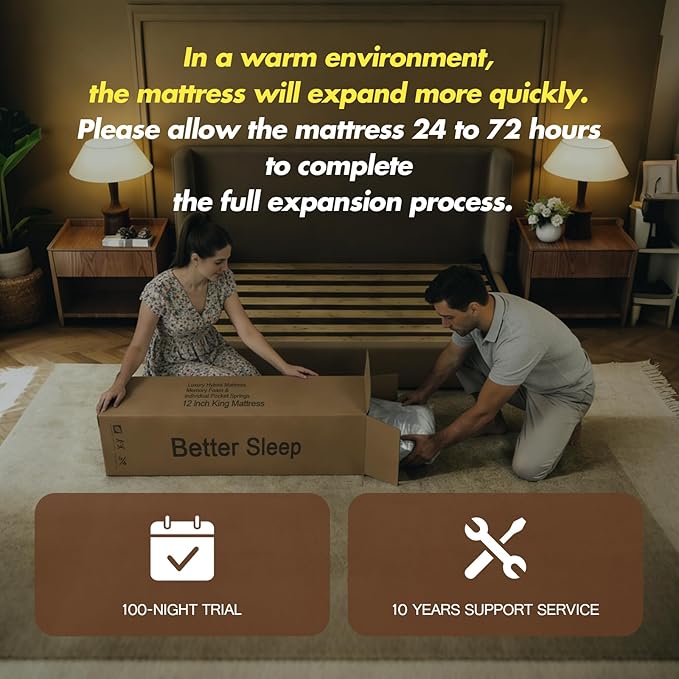 12 Inch Queen Mattress,Medium Firm Plush Hybrid Mattress in a Box, Gel Memory Foam & Individual Pocket Springs for Pressure Relief & Motion Isolation, CertiPUR-US Certified, 100-Night Trial