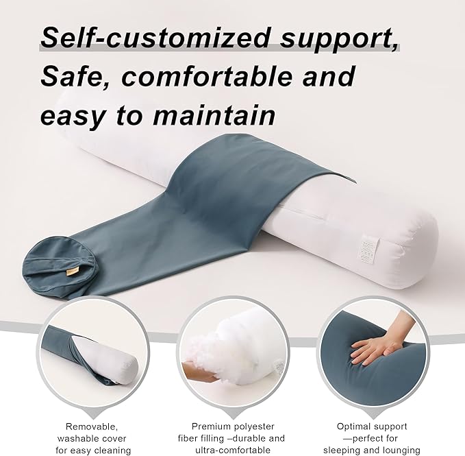 Body Pillow for Adults,Long Round Pillow,Big Cylindrical Pillow,Large Full Bolster Pillows for Side Sleepers (Slate Blue, 47.24"*7.87")
