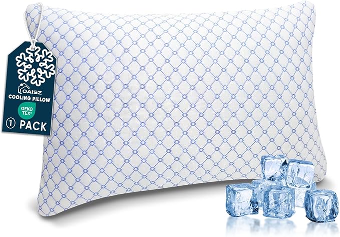 OAISZ Cooling Pillow King Size, Shredded Memory Foam Bed Pillows for Sleeping, Adjustable Pillows with Cooling Cover, Soft Yet Supportive Memory Foam Pillows for Side Back Stomach Sleepers