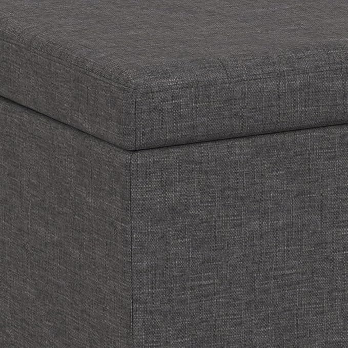 SIMPLIHOME Avalon Extra Large Storage Ottoman Bench - 54 inch Wide Upholstered Linen Look Fabric Rectangular Lift-Top Ottoman in Slate Grey, Contemporary Bench for Living Room with Hidden Storage