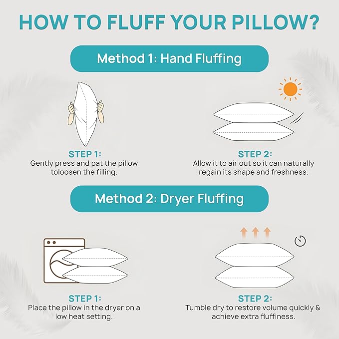 Luxury Hotel Collection Bed Pillows Standard/Queen Size Set of 2 - Original Soft Down Alternative Pillow for Sleeping - Soft Support for Back, Stomach or Side Sleepers - Breathable & Cooling Effect