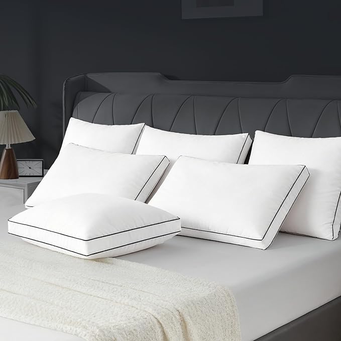 Feather Down Pillows King Size Set of 2, Luxury Hotel Collection Bed King Pillows 2 Pack, Down Gusseted Pillow for Sleeping, Soft Fluffy Medium Firm for Side Back Stomach Sleepers 20x36 in.