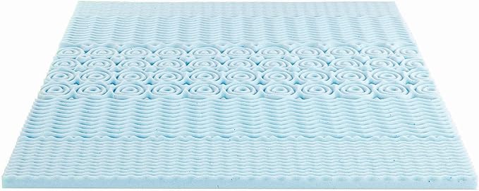 Mellow 1.5 Inch 5-Zone Memory Foam Mattress Topper, Cooling Gel Infusion, Twin, Blue