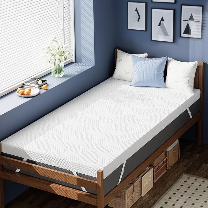 ELEMUSE 3 Inch Gel Memory Foam Mattress Topper Twin XL Size Pressure-Relieving Mattress Topper for Back Pain,Non-Slip Design with Removable & Washable Cover, CertiPUR-US
