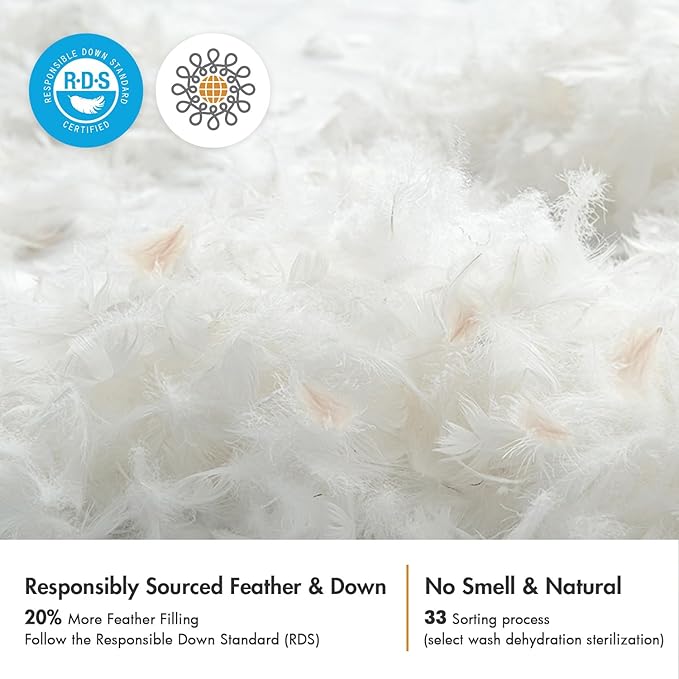 MIULEE 24x24 Euro Pillow Inserts, Set of 2 Down Feather Throw Pillows for Couch Sofa Bed, Decorative Fluffy Throw Pillow Inserts Cotton Fabric,White