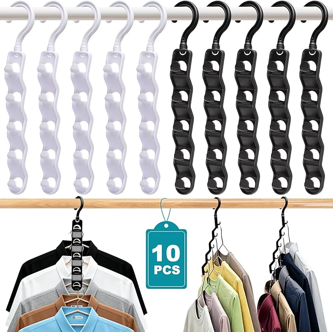 Closet Organizers and Storage,Upgraded Organization and Storage Clothes Hanger,10 Pack College Dorm Room Essentials,Sturdy Space Saving Hangers for Thick Clothe