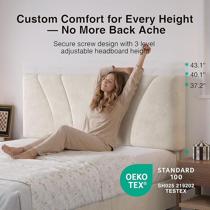 Novilla Full Size Bed Frame with Drawers, Full Size Bed Frame with Headboard, Full Bed Frame with LED Lights, Charging Station and Adjustable Headboard, No Box Spring Needed, White Velvet