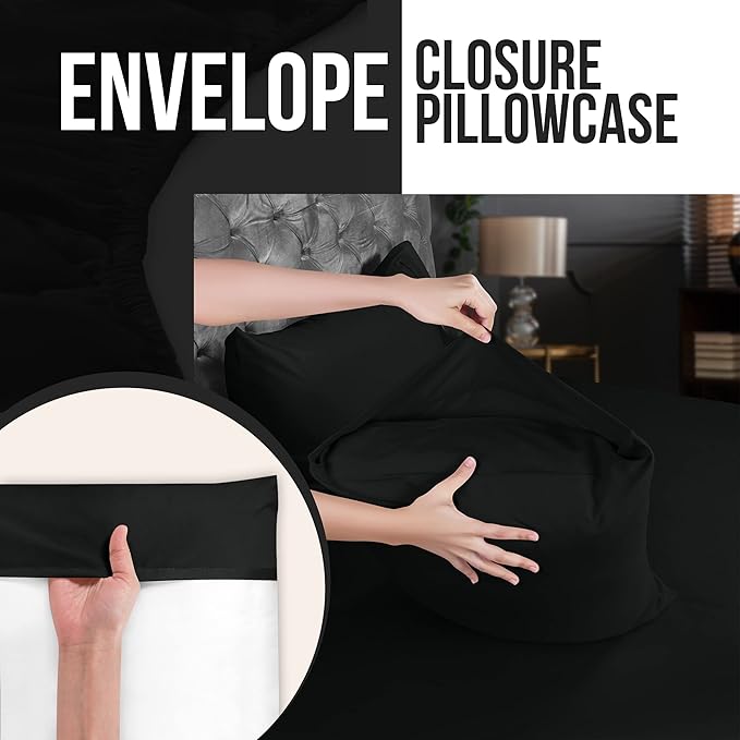 Utopia Bedding Queen Pillow Cases - 12 Pack - Envelope Closure - Soft Brushed Microfiber Fabric - Shrinkage and Fade Resistant Pillow Covers Queen Size 20 X 30 Inches (Queen, Black)