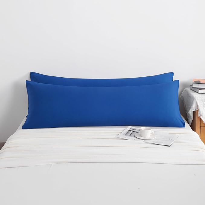 NTBAY Body Pillow Cases Set of 2, 2 Pack Brushed Microfiber 20x54 Pillow Cases, Soft, Wrinkle, Fade, Stain Resistant Royal Blue Pillow Cases with Envelope Closure, 20x54 Inches, Royal Blue