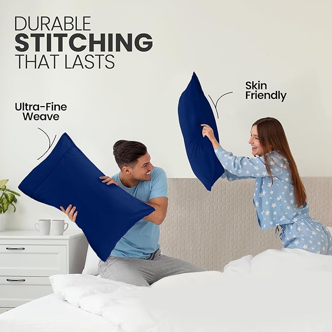 Utopia Bedding Standard Pillow Cases - 2 Pack - Envelope Closure - Soft Brushed Microfiber Fabric - Shrinkage and Fade Resistant Pillow Covers Standard Size 20 X 26 Inches (Standard, Royal Blue)