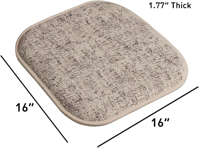 Sweet Home Collection Chair Cushion Memory Foam Pads Honeycomb Pattern Slip Non Skid Rubber Back Rounded Square 16" x 16" Seat Cover, 12 Pack, Broadway Chocolate/Cream