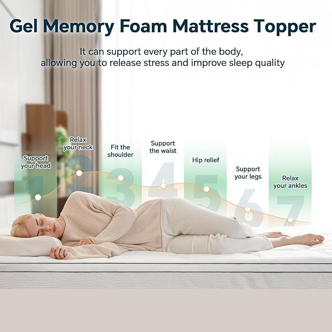GEMBED Firm Memory Foam Mattress Topper Twin XL Size - Dual Layer 3 Inch Cooling Gel Memory Pad and 1 Inch Pillow Top Mattress for Back Pain - 39" x 80" x 4"