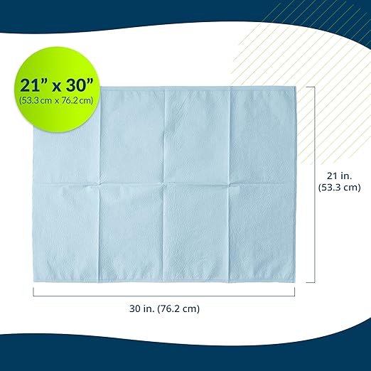 TIDI 919363 Disposable Pillowcases, Blue, 21” Wide x 30” Long (Pack of 100) ― Single-Use Pillowcases ― Tissue with Poly Back to Help Prevent Leak-Through ― Pebble Embossed ― Medical Supplies