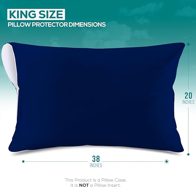 Utopia Bedding Premium 100% Waterproof Pillow Protectors with Zipper King Size (Set of 2), Bed Bug and Dust Mite Proof Zippered Pillow Covers, Pillow Encasement Cases, Royal Blue