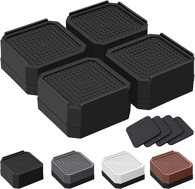 ANNKUT Bed Risers and Furniture Risers, Heavy Duty Adjustable Lifting Blocks for Couches, Desks, and Chairs, Elevates 1.5 Inches, Holds up to 4000 lbs (Black)