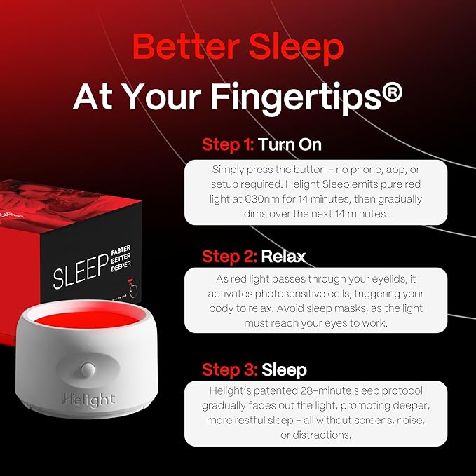 Helight Red Light Therapy Sleep Device – 630nm Pure Red Light Lamp Sleep Aid to Support Deep Relaxation – Rest Lamp Backed by Science for Adults & Kids Bedrooms - White