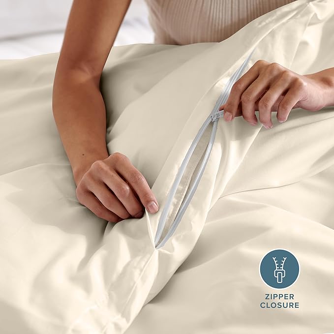 Bare Home Bedding Duvet Cover Extra Long - Premium 1800 Super Soft Collection - Lightweight, Cooling Duvet Cover - Soft Breathable Bedding (Twin/Twin XL, Sand)