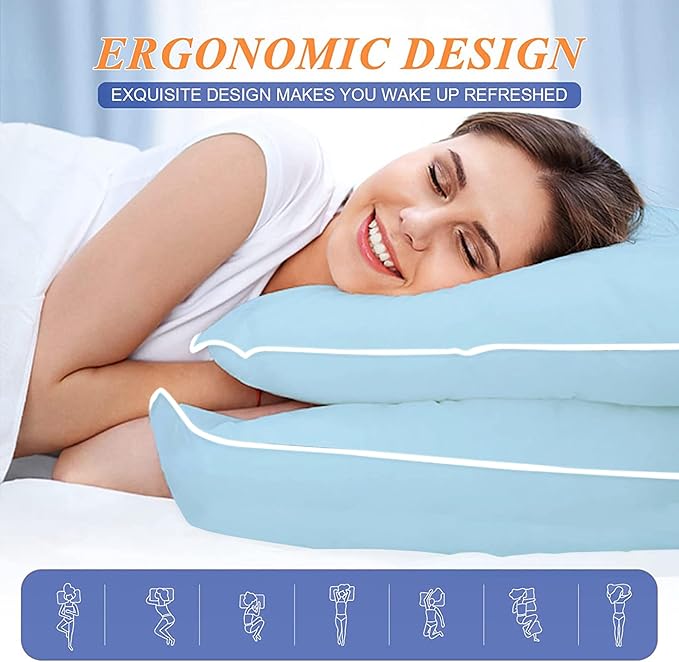MZOIMZO Bed Pillows for Sleeping- Soft Density, Queen Size Set of 2, Cooling Hotel Quality with Premium Soft Down Alternative Fill for Back, Stomach or Side Sleepers, 45×70CM, Blue