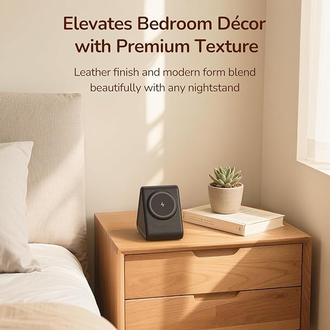 Housbay Sound Machine with Magnetic Wireless Charger for iPhone, 2-in-1 Design for Clutter-Free Nightstand, Dual-Speaker Stereo Sound for Sleeping - Black