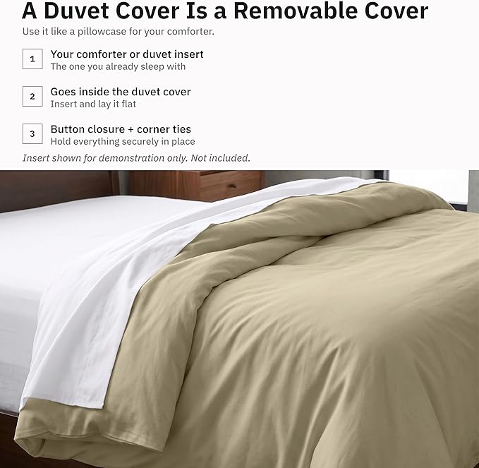 California Design Den 100% Cotton Duvet Cover King Only - Winner Good Housekeeping Best Bedding Awards 2025, Premium 400 Thread Count, 100% Cotton Sateen, Soft & Durable - Beige (Golden Tone)