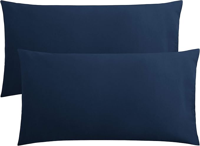 FLXXIE King Pillow Cases Set of 2, Soft Microfiber Pillow Covers with Envelope Closure, Wrinkle, Fade and Stain Resistant Pillowcases, 20x36, Navy