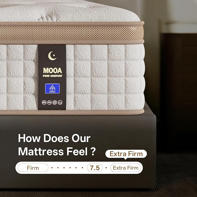 MOOA King Mattress in a Box,12 Inch King Size Mattress Hybrid with Copper-Mattress Infused Cooling Foam & Motion Isolation Coils,Targeted Lumbar Support for Side Sleepers,Breathable & Fiberglass Free