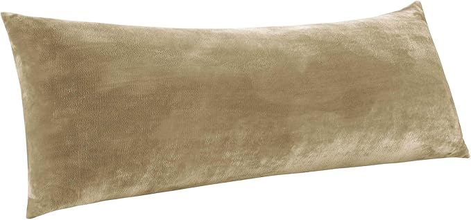 BEDELITE Body Pillow Cover with Zipper Closure, Super Soft and Cozy Fuzzy Fleece Pillowcase 20 x 54 Inches, Luxury Fluffy Plush Long Body Pillow Pillowcase for All Seasons(Camel)